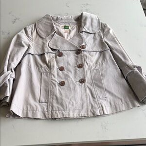 Anthropologie x Ett Twa Light Mauve Double-Breasted Cropped Trench Jacket
